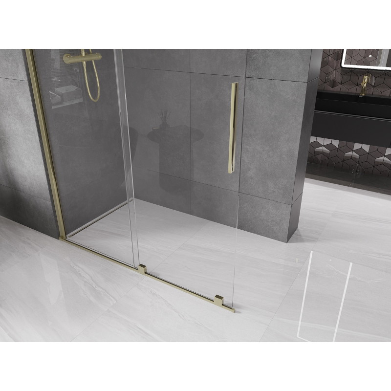 Mexen Velar Schiebeduschwand Walk-in 130 x 200 cm, transparent 8 mm, gold - 871-130-000-03-50