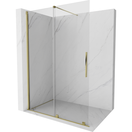 Mexen Velar Duschwand, verschiebbar, Walk-in 140 x 200 cm, transparent 8 mm, Gold - 871-140-000-03-50