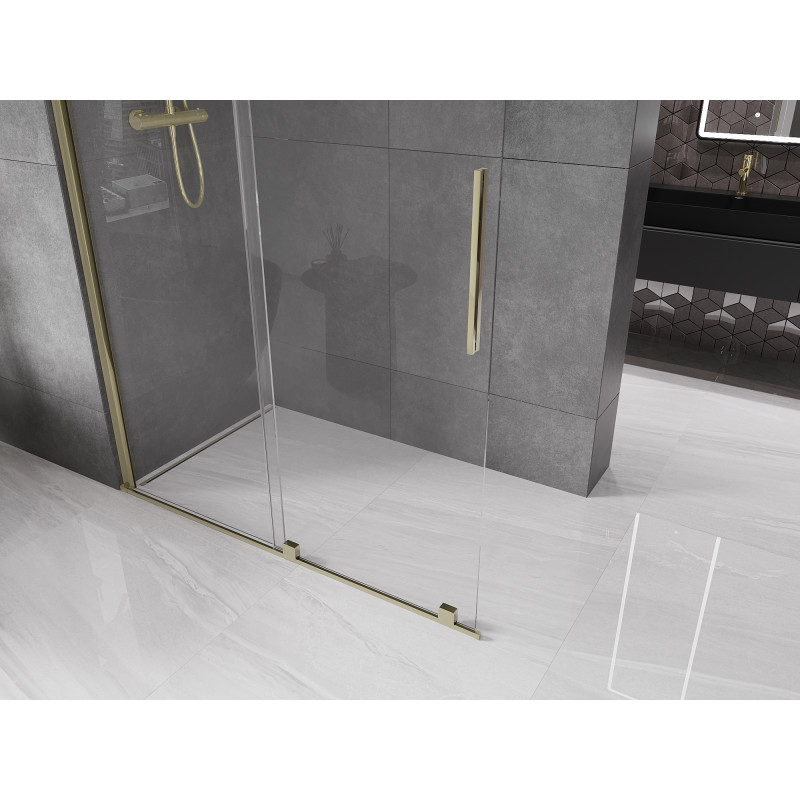 Mexen Velar Duschwand, verschiebbar, Walk-in 140 x 200 cm, transparent 8 mm, Gold - 871-140-000-03-50