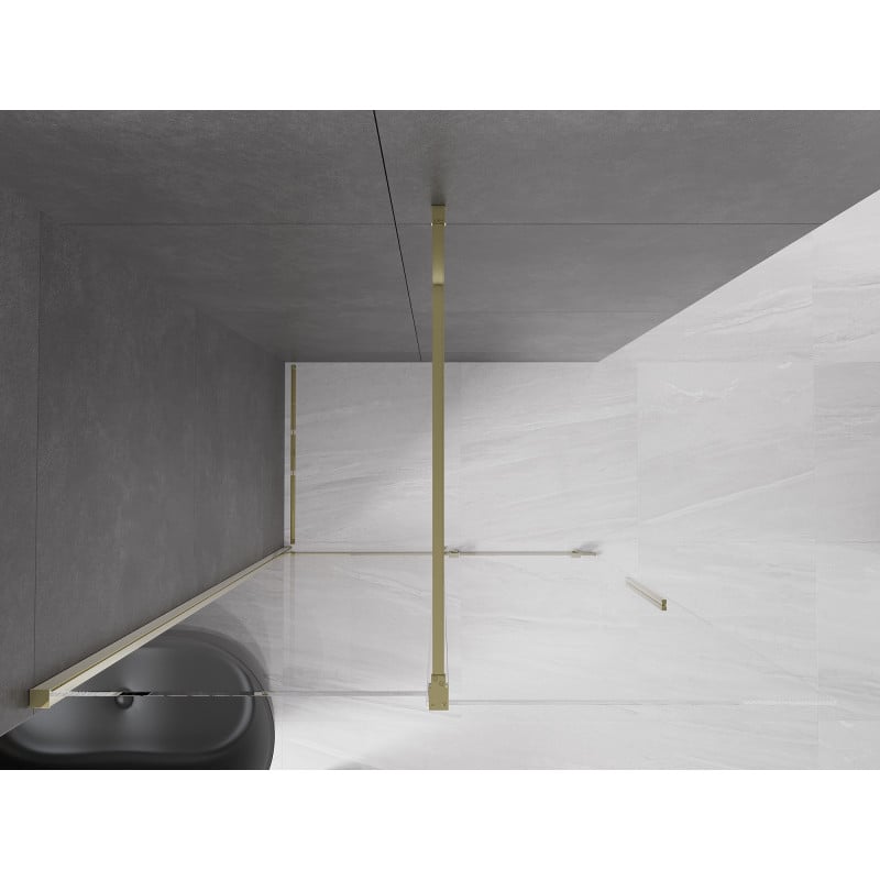 Mexen Velar Duschwand, verschiebbar, Walk-in 140 x 200 cm, transparent 8 mm, Gold - 871-140-000-03-50