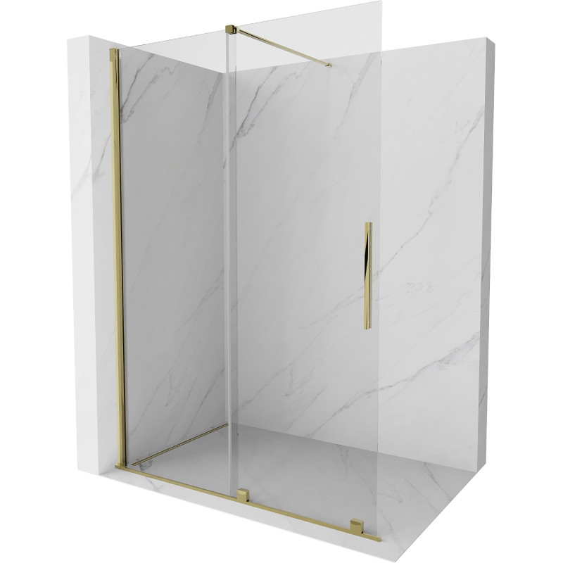 Mexen Velar Schiebe-Duschwand Walk-in 160 x 200 cm, transparent 8 mm, gold - 871-160-000-03-50