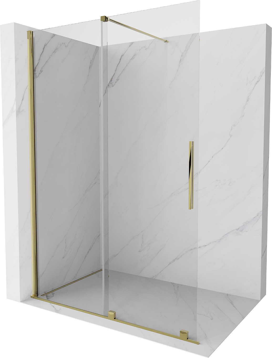 Mexen Velar Duschwand Walk-in 160 x 200 cm, transparent 8 mm, gold - 871-160-000-03-50