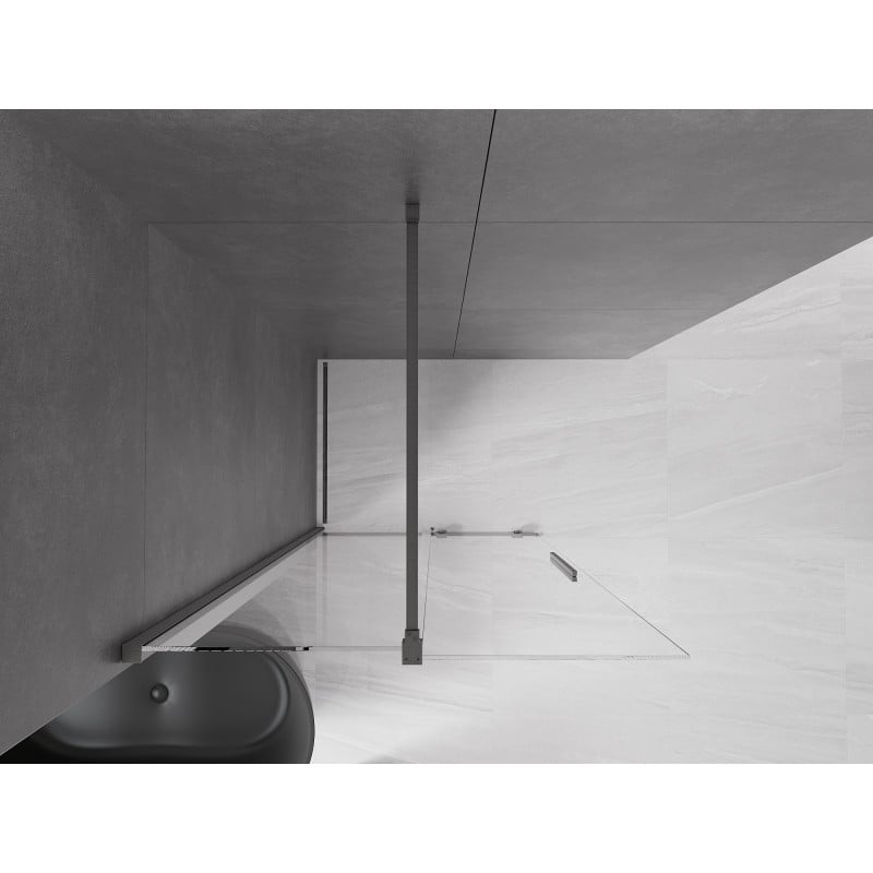 Mexen Velar begehbare Duschwand zum Schieben 70 x 200 cm, transparent 8 mm, gebürstet in Gun Gray - 871-070-000-03-66