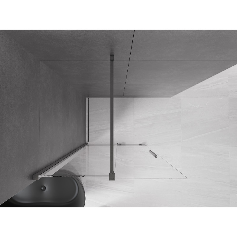 Mexen Velar Walk-in Schiebeduschwand 75 x 200 cm, transparent 8 mm, gebürstetes Waffengrau - 871-075-000-03-66