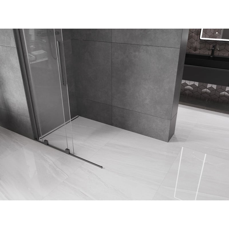 Mexen Velar Duschwand verschiebbar Walk-in 110 x 200cm, transparent 8 mm, gun gray gebürstet - 871-110-000-03-66