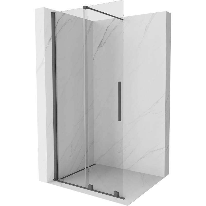 Mexen Velar Duschwand schiebbar Walk-in 120 x 200 cm, transparent 8 mm, gebürstetes Gun Gray - 871-120-000-03-66