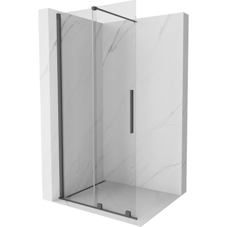 Mexen Velar Duschwand schiebbar Walk-in 120 x 200 cm, transparent 8 mm, gebürstetes Gun Gray - 871-120-000-03-66