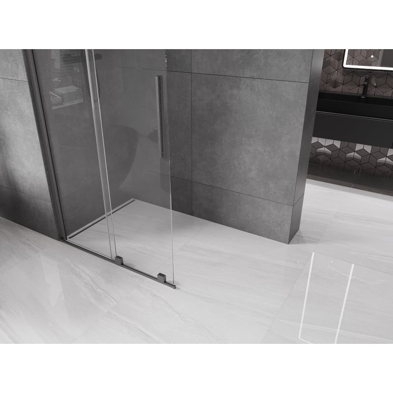 Mexen Velar Duschwand schiebbar Walk-in 120 x 200 cm, transparent 8 mm, gebürstetes Gun Gray - 871-120-000-03-66