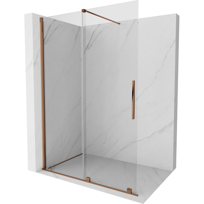 Mexen Velar Schiebeduschwand Walk-in 130 x 200 cm, transparent 8 mm, Roségold - 871-130-000-03-60