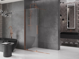 Mexen Velar Duschwand zum Schieben Walk-in 130 x 200 cm, transparent 8 mm, Roségold - 871-130-000-03-60