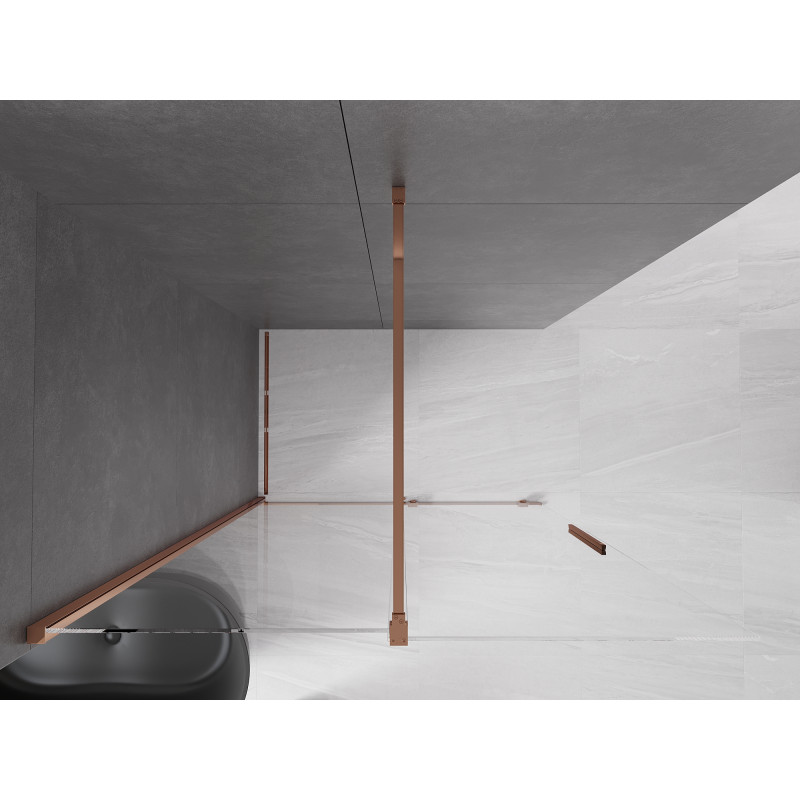 Mexen Velar Duschwand zum Schieben Walk-in 130 x 200 cm, transparent 8 mm, Roségold - 871-130-000-03-60