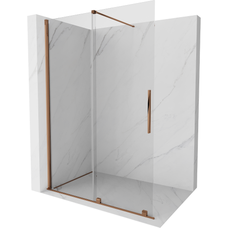 Mexen Velar Duschwand zum Schieben Walk-in 140 x 200 cm, transparent 8 mm, Roségold - 871-140-000-03-60