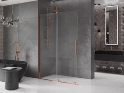 Mexen Velar Duschwand zum Schieben Walk-in 140 x 200 cm, transparent 8 mm, Roségold - 871-140-000-03-60