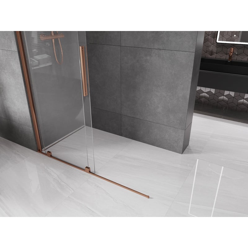 Mexen Velar Duschwand verschiebbar Walk-in 150 x 200 cm, transparent 8 mm, Roségold - 871-150-000-03-60