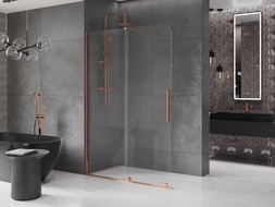 Mexen Velar Duschwand verschiebbar Walk-in 150 x 200 cm, transparent 8 mm, Roségold - 871-150-000-03-60