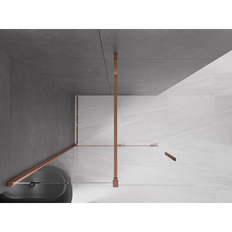 Mexen Velar Schiebeduschwand Walk-in 150 x 200 cm, transparent 8 mm, Roségold - 871-150-000-03-60