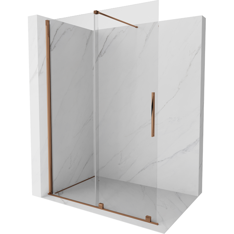 Mexen Velar Duschwand zum Schieben Walk-in 160 x 200 cm, transparent 8 mm, Roségold - 871-160-000-03-60