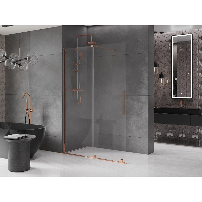 Mexen Velar Duschwand zum Schieben Walk-in 160 x 200 cm, transparent 8 mm, Roségold - 871-160-000-03-60
