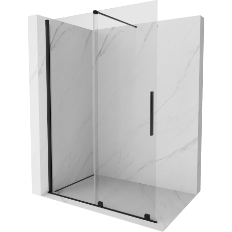 Mexen Velar Duschwand zum Schieben Walk-in 130 x 200 cm, transparent 8 mm, schwarz - 871-130-000-03-70