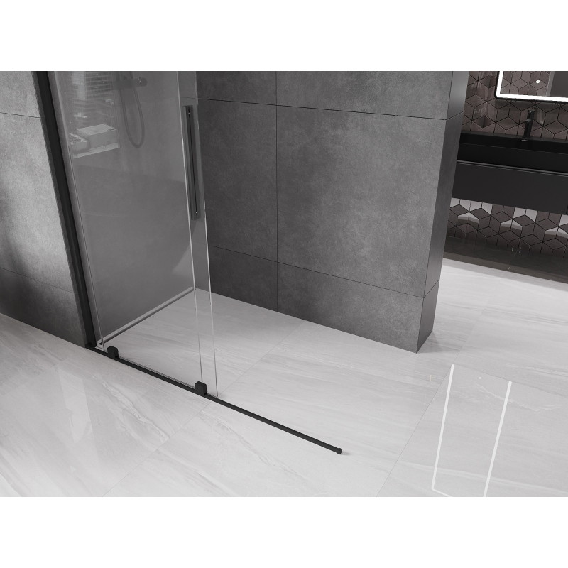 Mexen Velar Schiebetür-Duschwand Walk-in 150 x 200 cm, transparent 8 mm, schwarz - 871-150-000-03-70