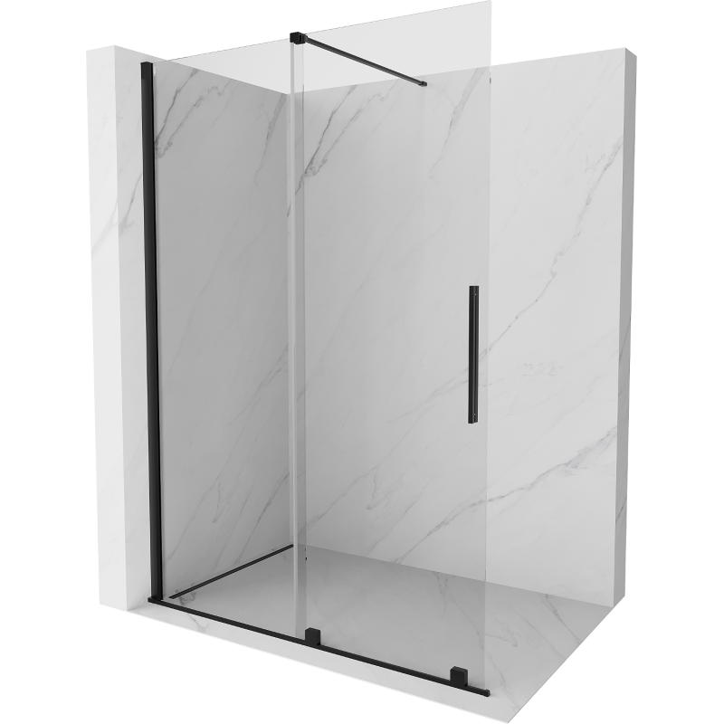 Mexen Velar Duschwand zum Schieben Walk-in 150 x 200 cm, transparent 8 mm, schwarz - 871-150-000-03-70