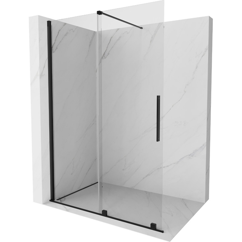 Mexen Velar Schiebetür-Duschwand Walk-in 150 x 200 cm, transparent 8 mm, schwarz - 871-150-000-03-70
