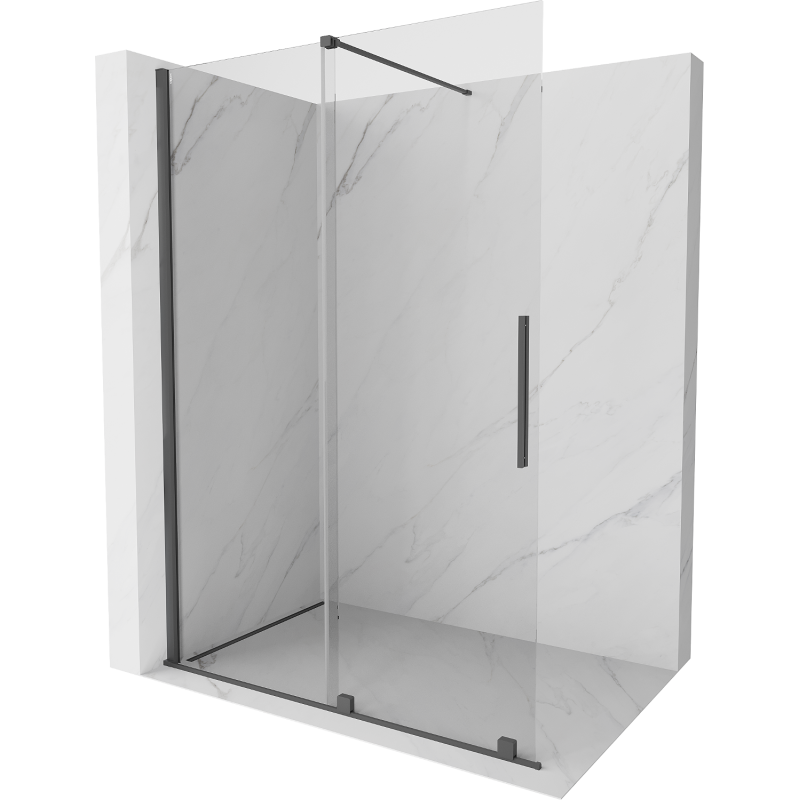 Mexen Velar Duschwand zum Schieben Walk-in 150 x 200 cm, transparent 8 mm, gun gray gebürstet - 871-150-000-03-66