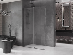 Mexen Velar Duschwand zum Schieben Walk-in 150 x 200 cm, transparent 8 mm, gun gray gebürstet - 871-150-000-03-66
