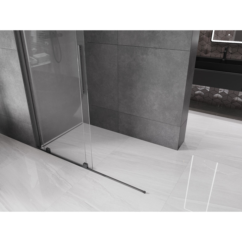 Mexen Velar Duschwand Schiebetür Walk-in 160 x 200 cm, transparent 8 mm, gun gray gebürstet - 871-160-000-03-66