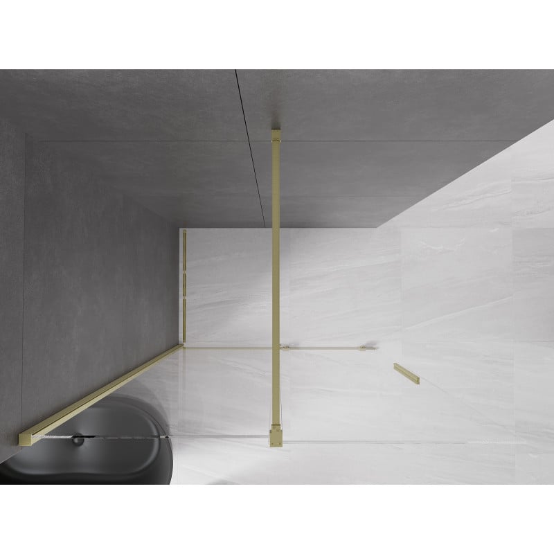 Mexen Velar Duschwand zum Schieben Walk-In 130 x 200 cm, transparent 8 mm, gold gebürstet - 871-130-000-03-55