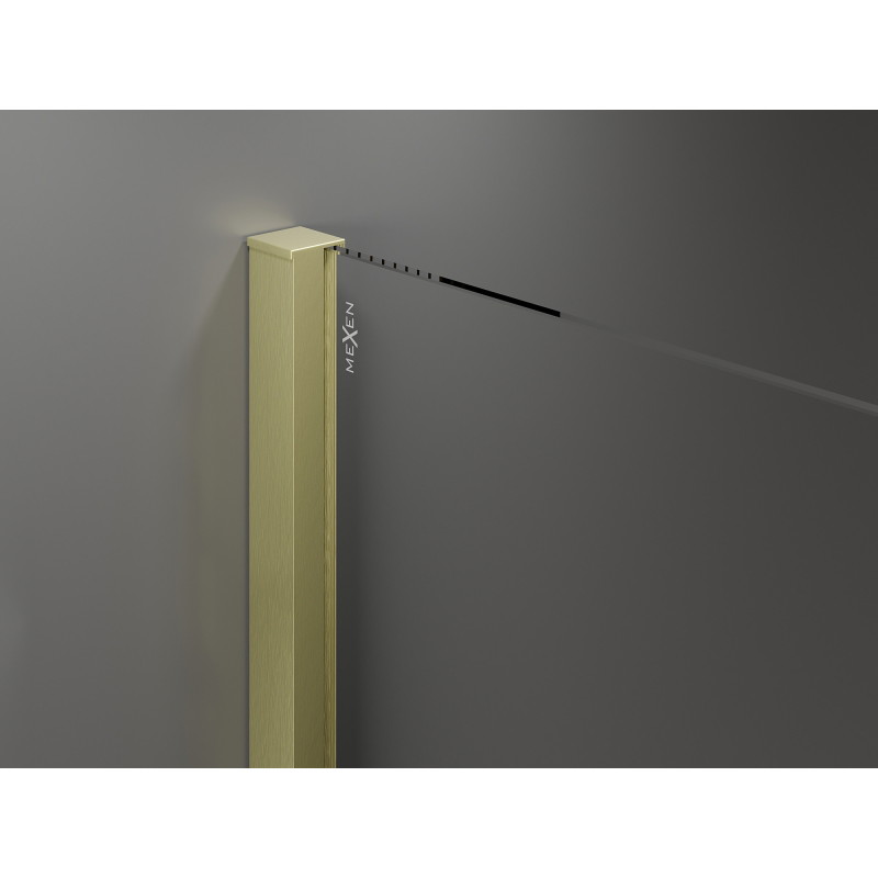 Mexen Velar Schiebeduschwand Walk-in 130 x 200 cm, transparent 8 mm, gold gebürstet - 871-130-000-03-55
