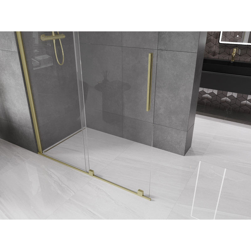 Mexen Velar Duschwand Schiebewand Walk-in 140 x 200 cm, transparent 8 mm, gold gebürstet - 871-140-000-03-55