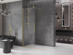Mexen Velar Duschwand Schiebewand Walk-in 140 x 200 cm, transparent 8 mm, gold gebürstet - 871-140-000-03-55