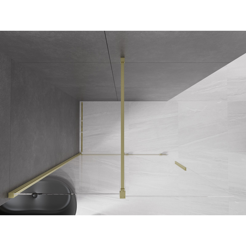 Mexen Velar Duschwand Schiebewand Walk-in 140 x 200 cm, transparent 8 mm, gold gebürstet - 871-140-000-03-55