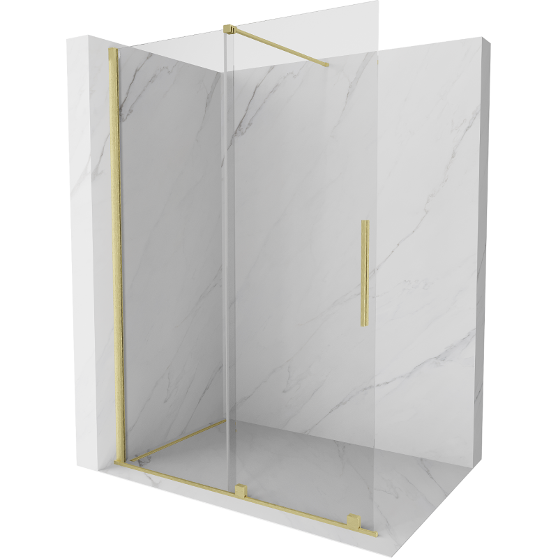 Mexen Velar Walk-in-Duschwand 150 x 200 cm, transparent 8 mm, gebürstetes Gold - 871-150-000-03-55