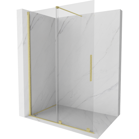 Mexen Velar Duschwand Schiebetür Walk-in 150 x 200 cm, transparent 8 mm, gebürstetes Gold - 871-150-000-03-55