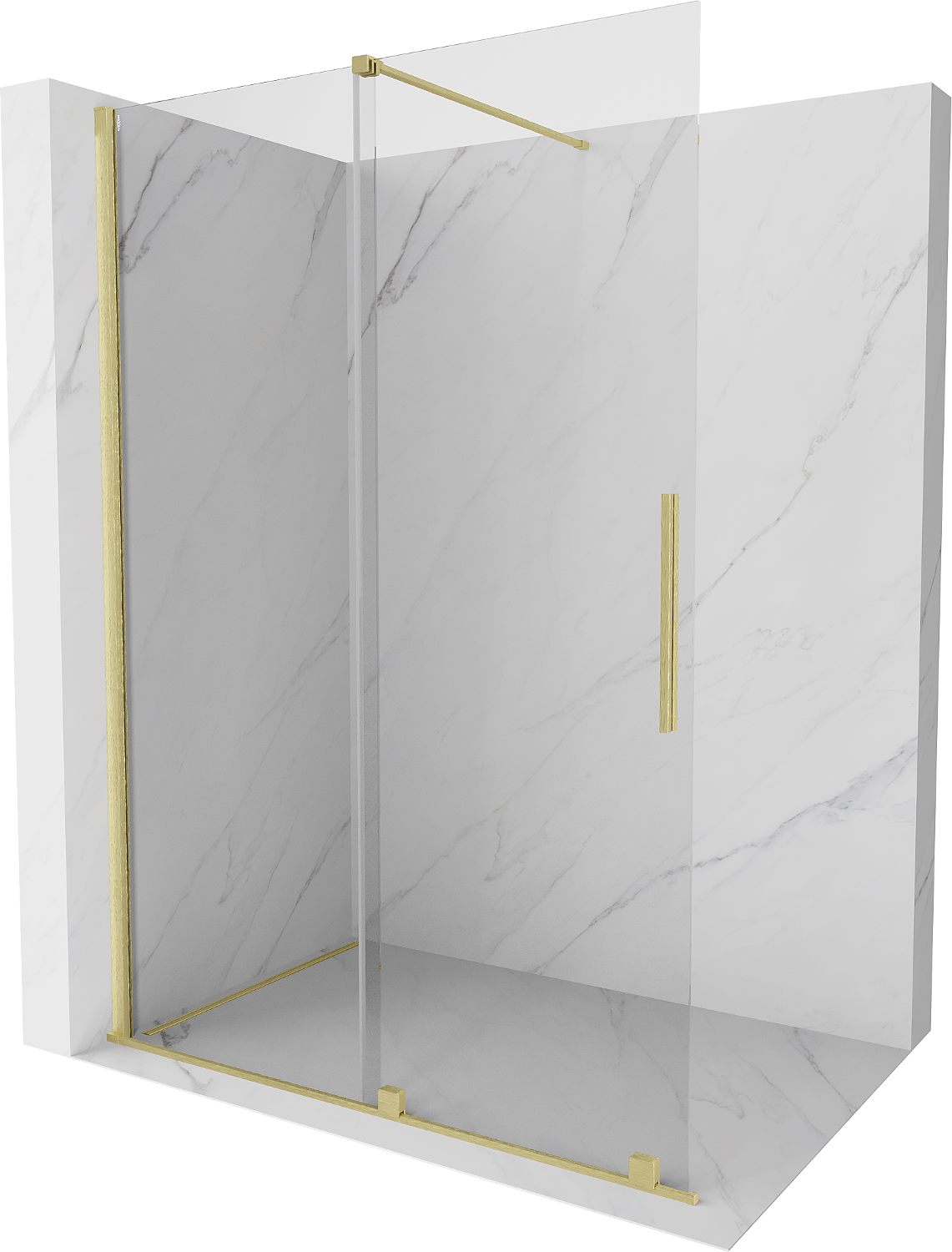 Mexen Velar Walk-in-Duschwand 150 x 200 cm, transparent 8 mm, gebürstetes Gold - 871-150-000-03-55