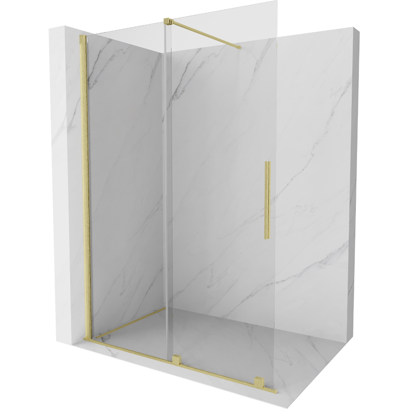 Mexen Velar Duschwand Schiebetür Walk-in 160 x 200 cm, transparent 8 mm, gold gebürstet - 871-160-000-03-55