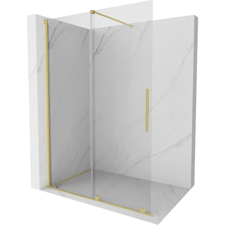 Mexen Velar Duschwand Walk-in 160 x 200 cm, transparent 8 mm, gebürstetes Gold - 871-160-000-03-55