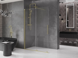 Mexen Velar Schiebewand Walk-in 160 x 200 cm, transparent 8 mm, gold gebürstet - 871-160-000-03-55