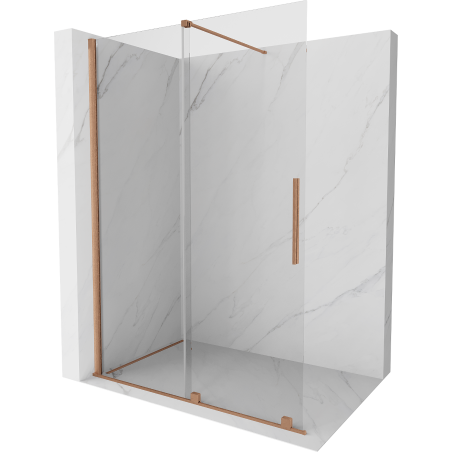 Mexen Velar Duschwand verschiebbar Walk-in 130 x 200 cm, transparent 8 mm, gebürstetes Kupfer - 871-130-000-03-65