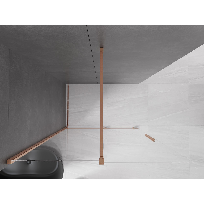 Mexen Velar Duschwand zum Verschieben Walk-in 140 x 200 cm, transparent 8 mm, gebürstetes Kupfer - 871-140-000-03-65