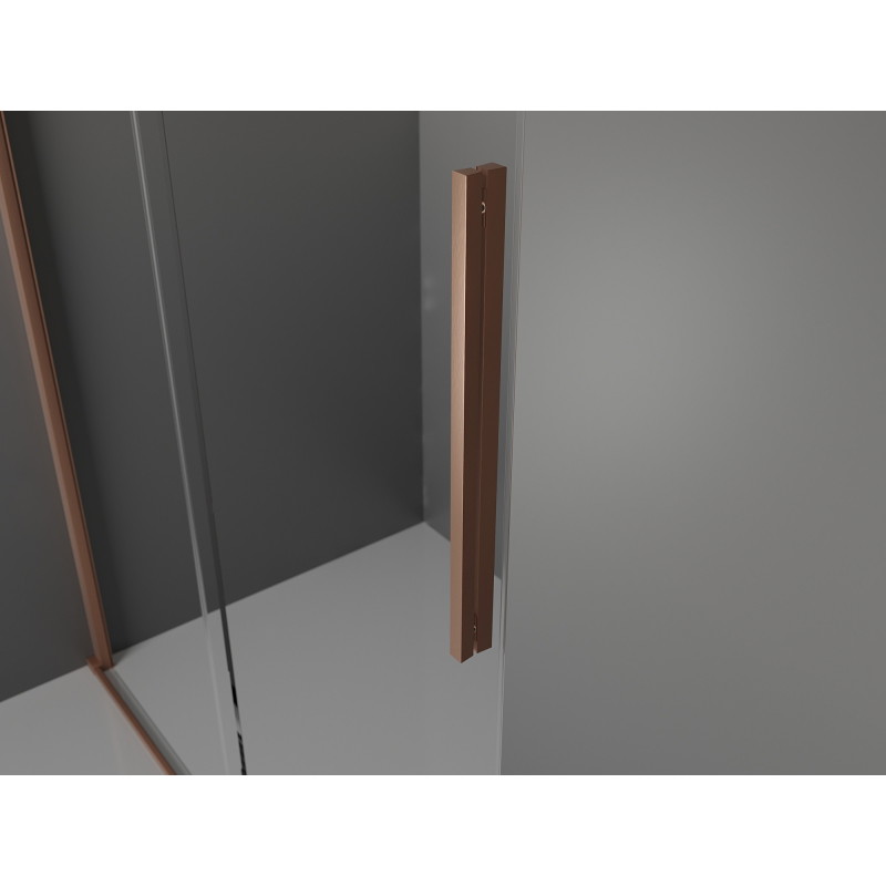 Mexen Velar Schiebeduschwand Walk-in 140 x 200 cm, transparent 8 mm, gebürstetes Kupfer - 871-140-000-03-65