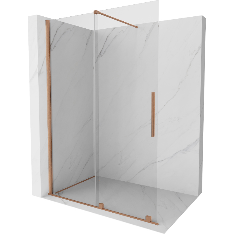 Mexen Velar Duschwand Schiebetür Walk-in 150 x 200 cm, transparent 8 mm, gebürstetes Kupfer - 871-150-000-03-65