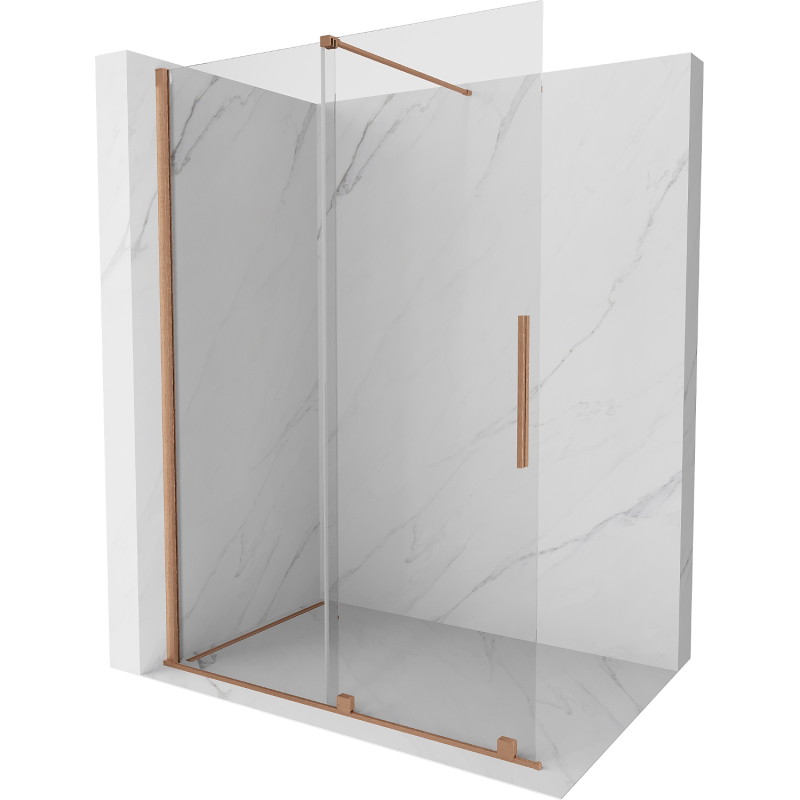 Mexen Velar Schiebeduschwand Walk-in 160 x 200 cm, transparent 8 mm, gebürstetes Kupfer - 871-160-000-03-65