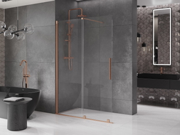 Mexen Velar Duschwand verschiebbar Walk-in 160 x 200 cm, transparent 8 mm, gebürstetes Kupfer - 871-160-000-03-65