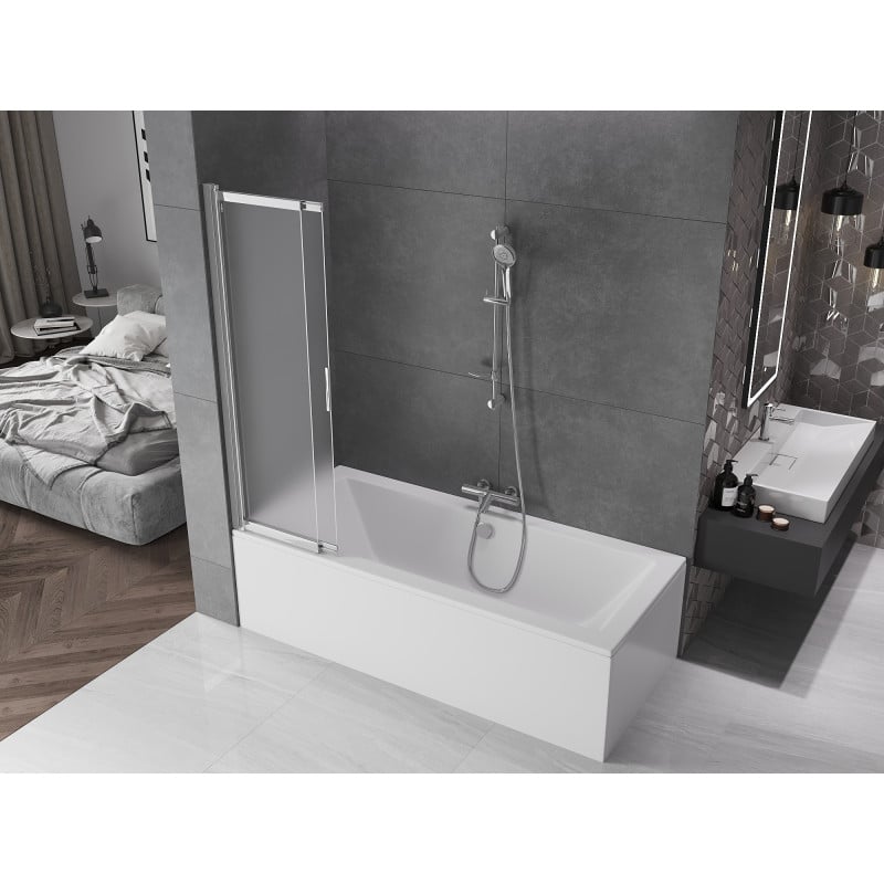 Mexen Fox Badewannenwand 2-teilig verschiebbar 85 x 150 cm, matt, chrom - 891-085-002-01-30