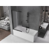 Mexen Fox 2-flügelige verschiebbare Badewannenabtrennung 85 x 150 cm, Milchglas, Schwarz - 891-085-002-70-30