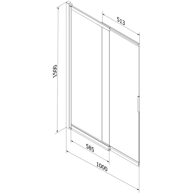 Mexen Fox 2-flügelige verschiebbare Badewannenabtrennung 100 x 150 cm, matt, schwarz - 891-100-002-70-30