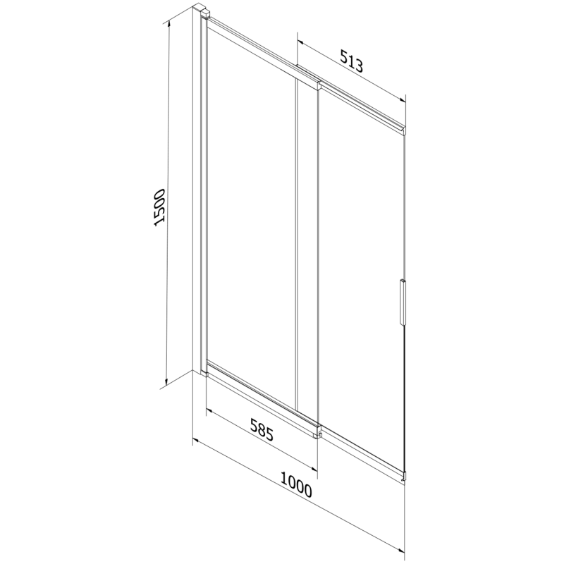 Mexen Fox Duschabtrennung 2-flügelig schiebbar 100 x 150 cm, matt, schwarz - 891-100-002-70-30